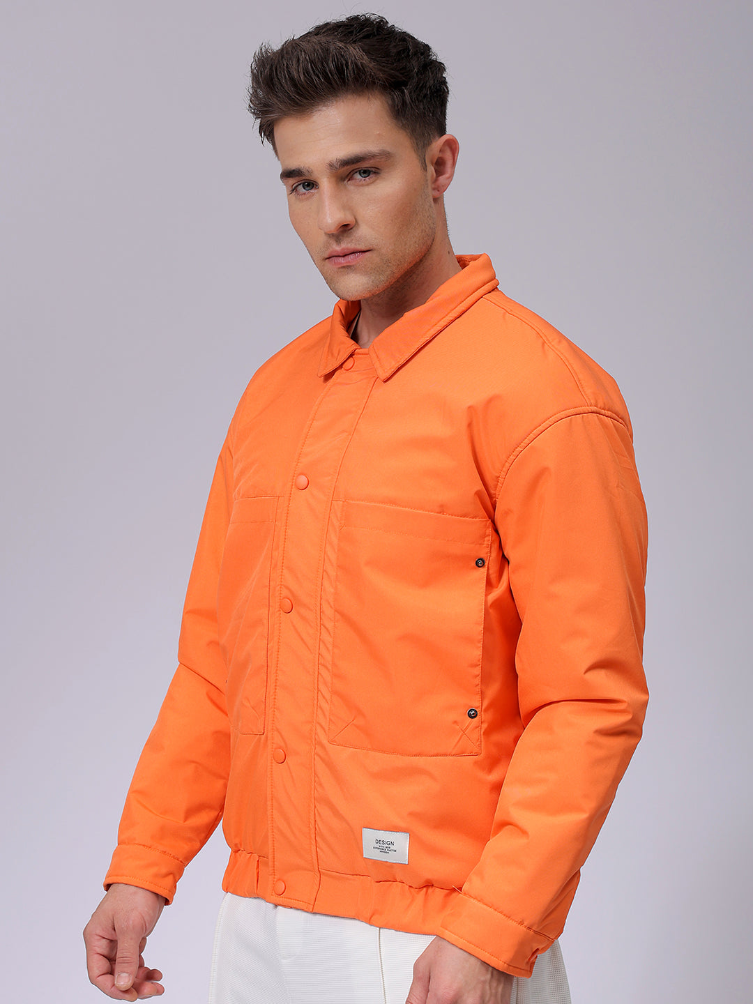 Men's Slim Fit Solid Zipperper Quilted Jacket