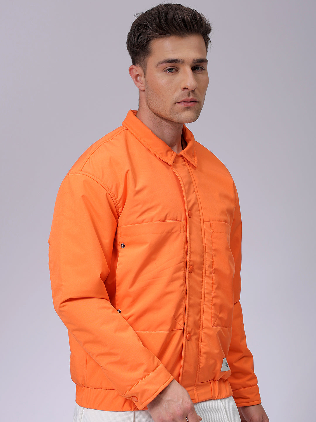 Men's Slim Fit Solid Zipperper Quilted Jacket