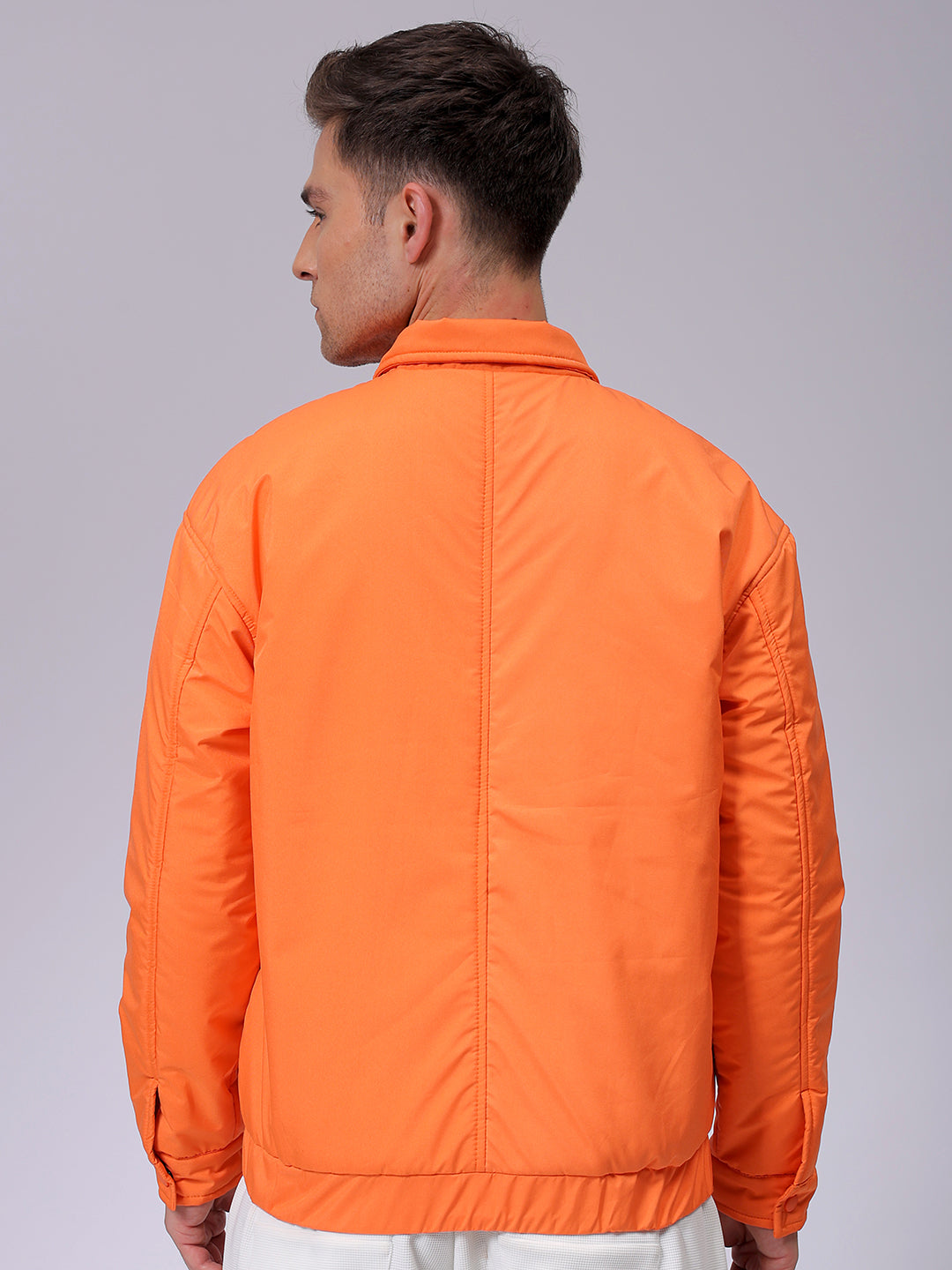 Men's Slim Fit Solid Zipperper Quilted Jacket