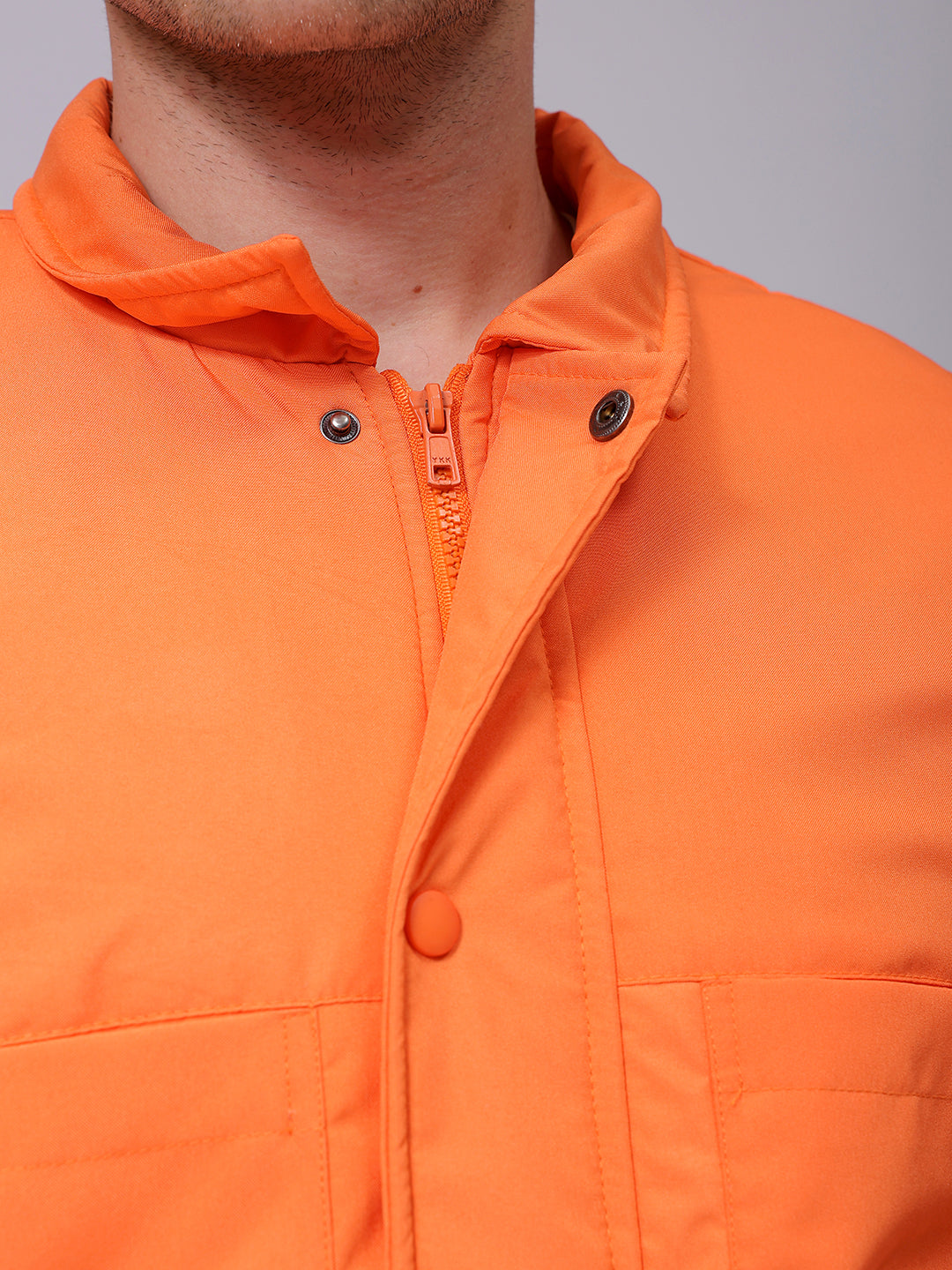 Men's Slim Fit Solid Zipperper Quilted Jacket