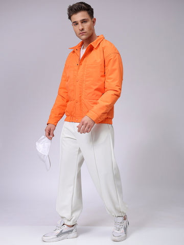 Men's Slim Fit Solid Zipperper Quilted Jacket