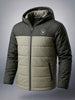 Men's Green Slim Fit Solid Hooded Jacket