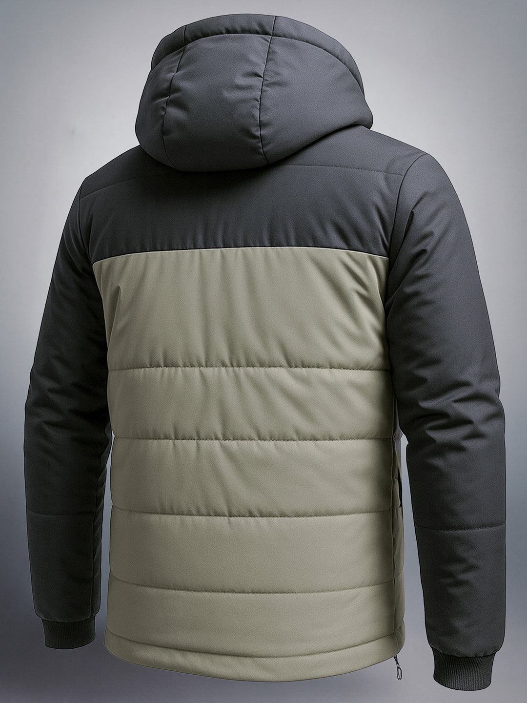 Men's Green Slim Fit Solid Hooded Jacket