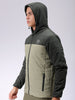 Men's Green Slim Fit Solid Hooded Jacket