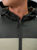 Men's Green Slim Fit Solid Hooded Jacket