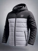 Men's Grey Slim Fit Solid Hooded Jacket