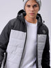 Men's Grey Slim Fit Solid Hooded Jacket