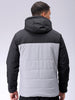Men's Grey Slim Fit Solid Hooded Jacket