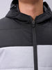 Men's Grey Slim Fit Solid Hooded Jacket