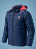 Men's Navy Blue Slim Fit Solid Hooded Jacket