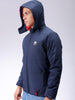 Men's Navy Blue Slim Fit Solid Hooded Jacket