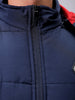 Men's Navy Blue Slim Fit Solid Hooded Jacket