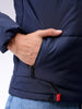 Men's Navy Blue Slim Fit Solid Hooded Jacket