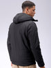 Men's Black Slim Fit Solid Hooded Jacket