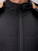 Men's Black Slim Fit Solid Hooded Jacket