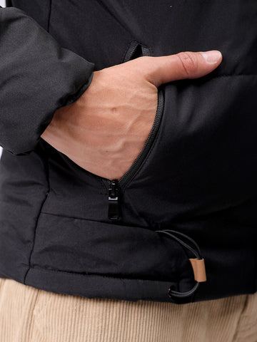 Men's Black Slim Fit Solid Hooded Jacket