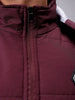 Men's Maroon Blue Slim Fit Solid Hooded Jacket