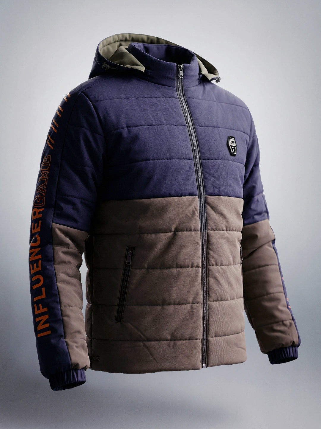 Men's Navy Slim Fit Graphic Printed Casual Jacket