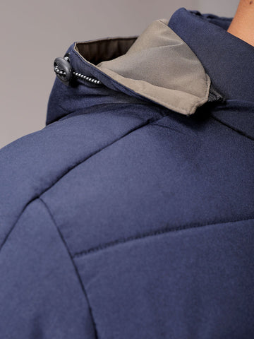 Men's Navy Blue Slim Fit Graphic Jacket
