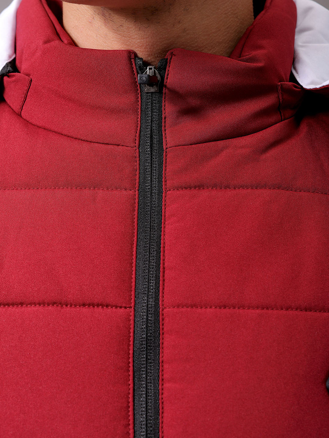 Men's Maroon Slim Fit Graphic Jacket