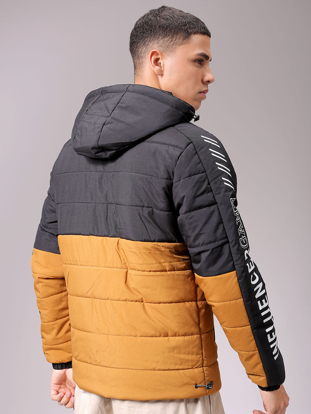 Men's Mustard Slim Fit Graphic Jacket