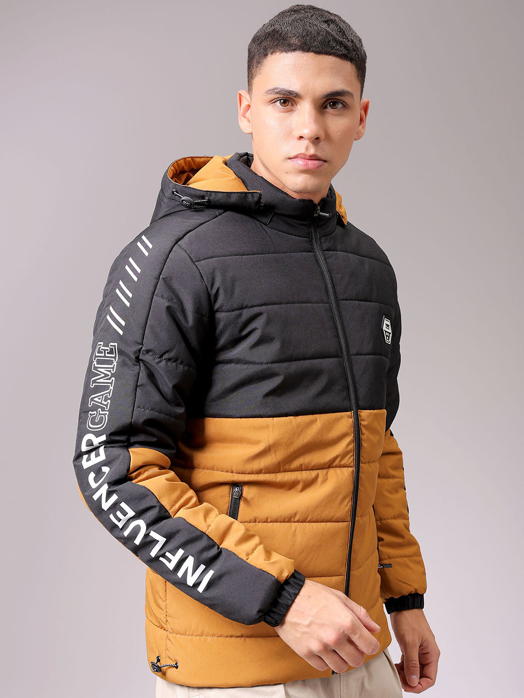 Men's Mustard Slim Fit Graphic Jacket