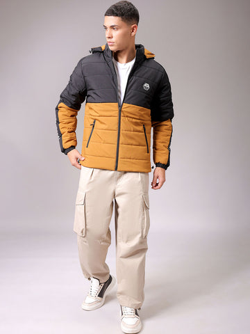 Men's Mustard Slim Fit Graphic Jacket