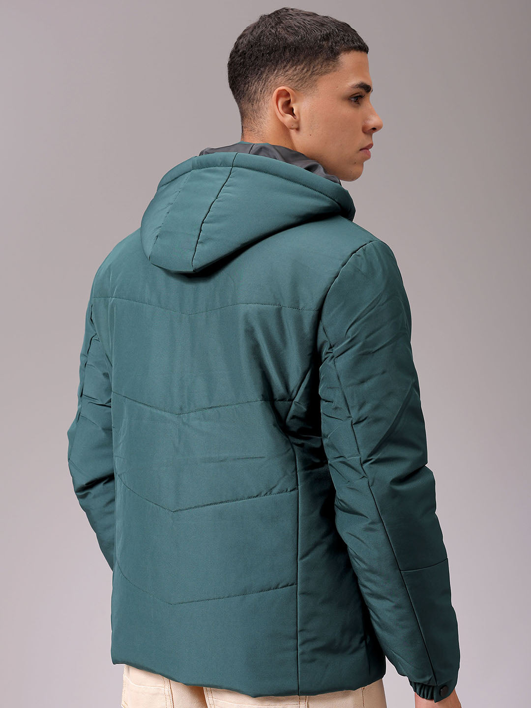 Men's Green Slim Fit Solid Jacket