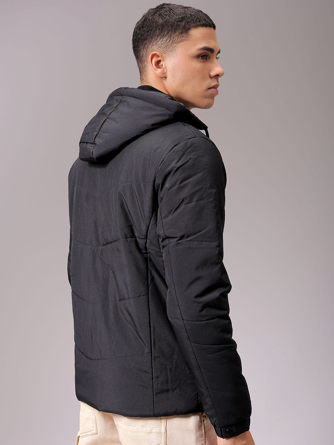 Men's Black Slim Fit Solid Jacket