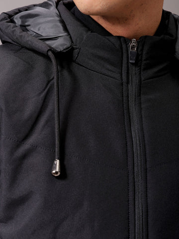 Men's Black Slim Fit Solid Jacket