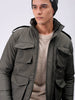 Men's Olive Slim Fit Solid Jacket