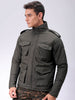 Men's Olive Slim Fit Solid Jacket