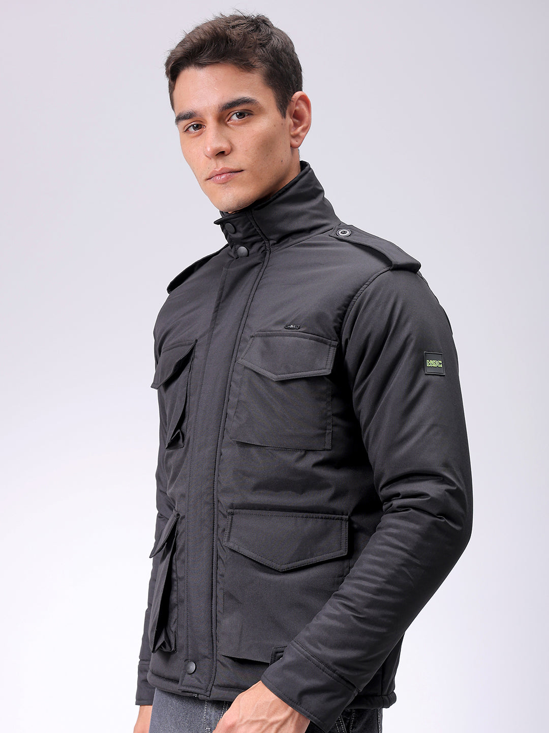 Men's Black Slim Fit Solid Jacket