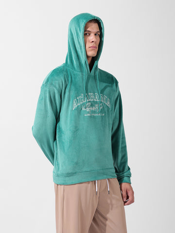 Men's Green Regular Fit Textured Casual Sweatshirt