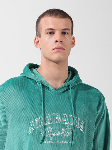 Men's Green Regular Fit Textured Casual Sweatshirt
