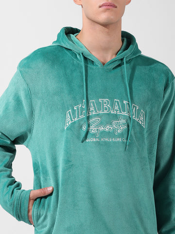 Men's Green Regular Fit Textured Casual Sweatshirt
