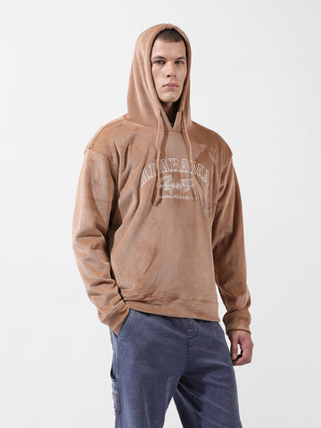 Men's Brown Regular Fit Textured Casual Sweatshirt