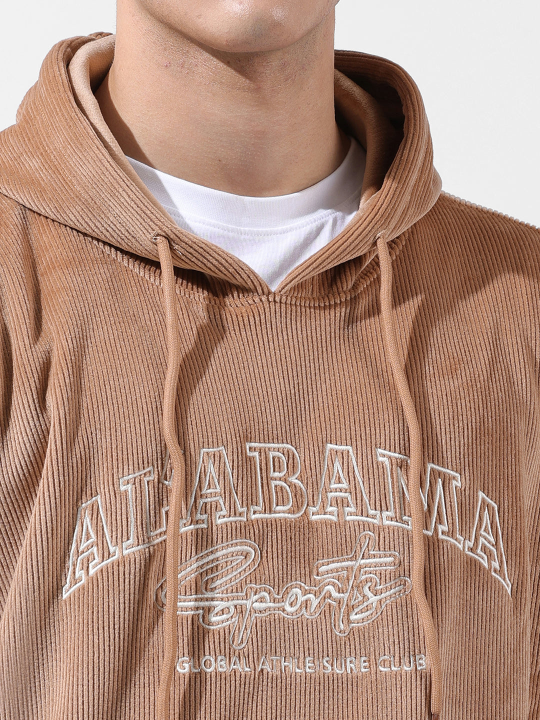 Men's Brown Regular Fit Textured Casual Sweatshirt