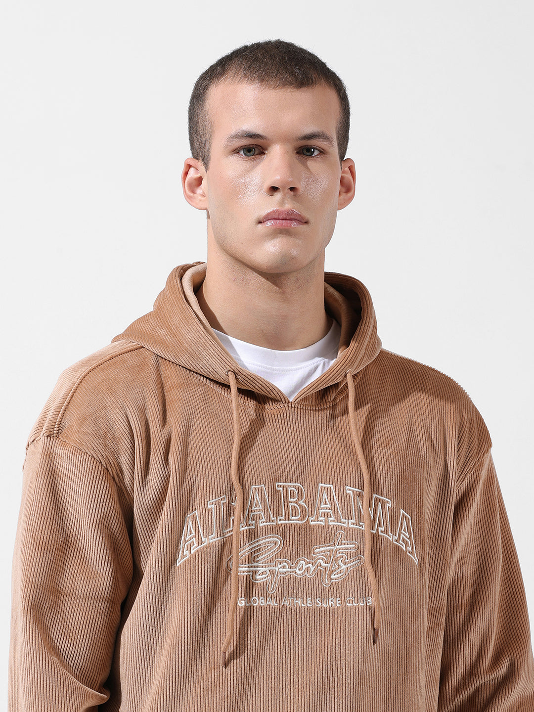 Men's Brown Regular Fit Textured Casual Sweatshirt
