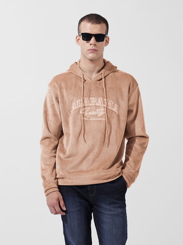Men's Brown Regular Fit Textured Casual Sweatshirt
