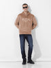Men's Brown Regular Fit Textured Casual Sweatshirt