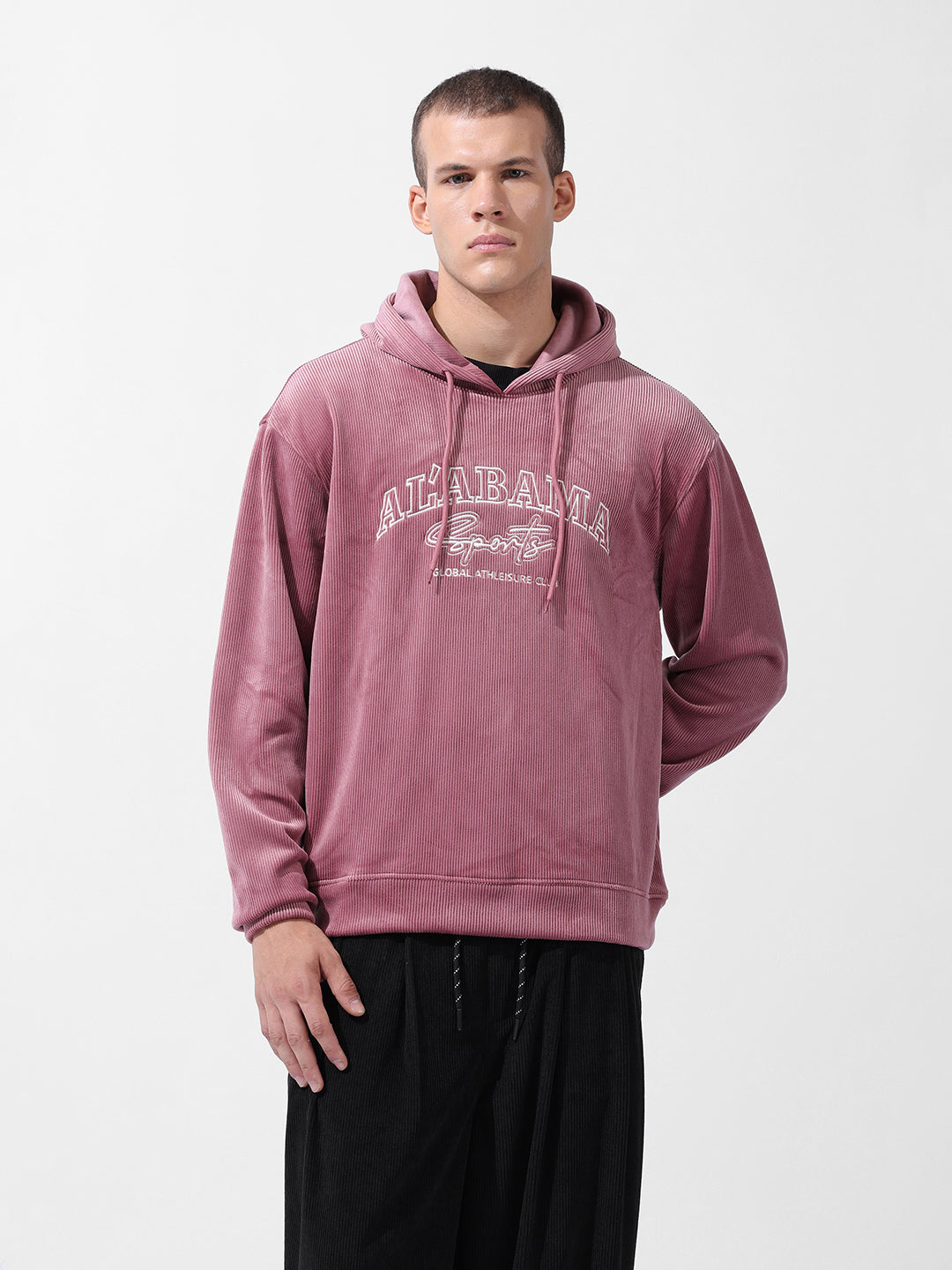 Men's Silver Regular Fit Textured Casual Sweatshirt