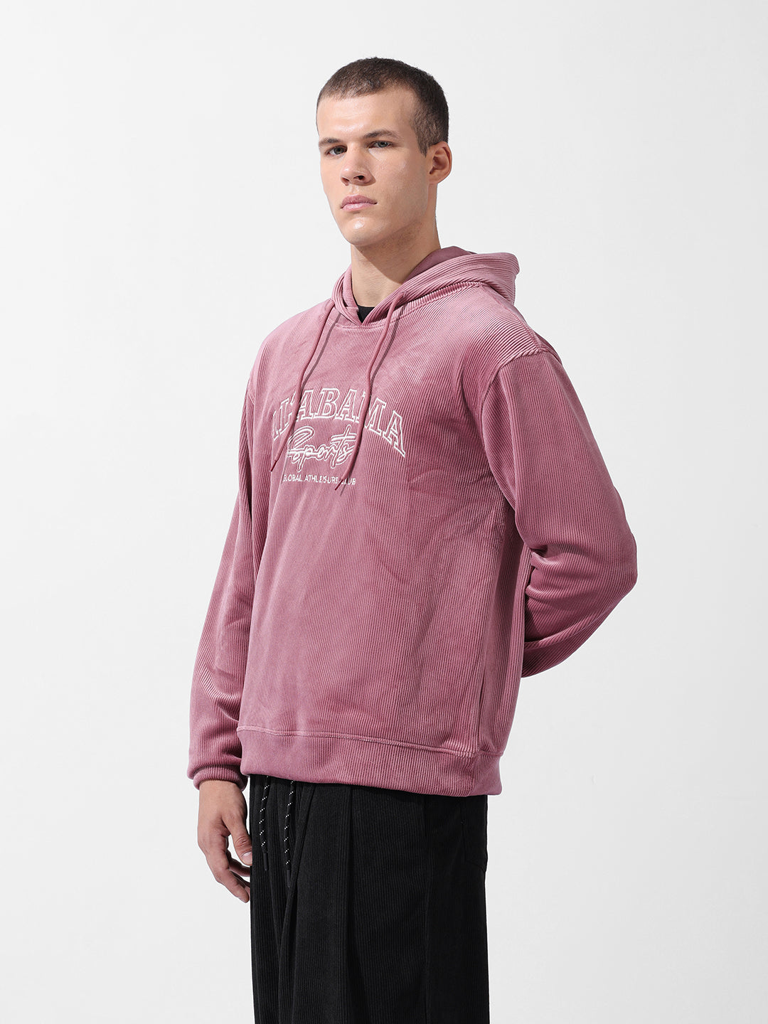 Men's Silver Regular Fit Textured Casual Sweatshirt