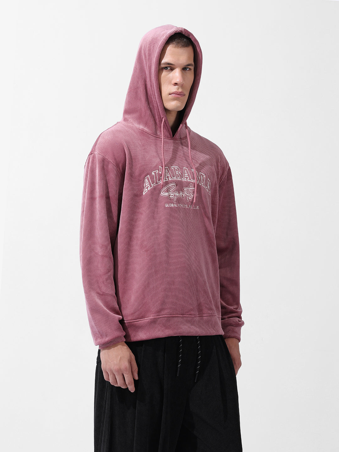 Men's Silver Regular Fit Textured Casual Sweatshirt