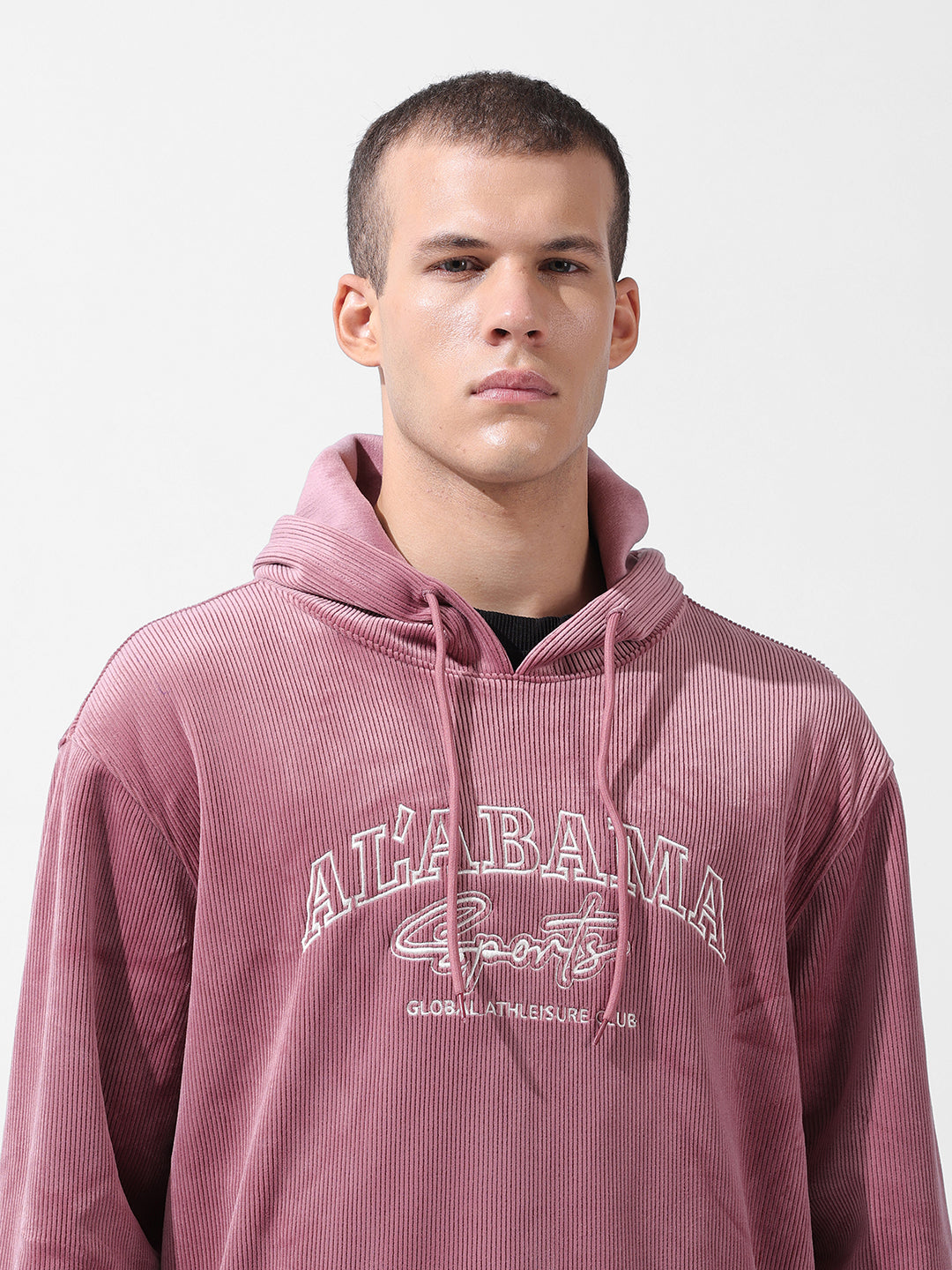 Men's Silver Regular Fit Textured Casual Sweatshirt