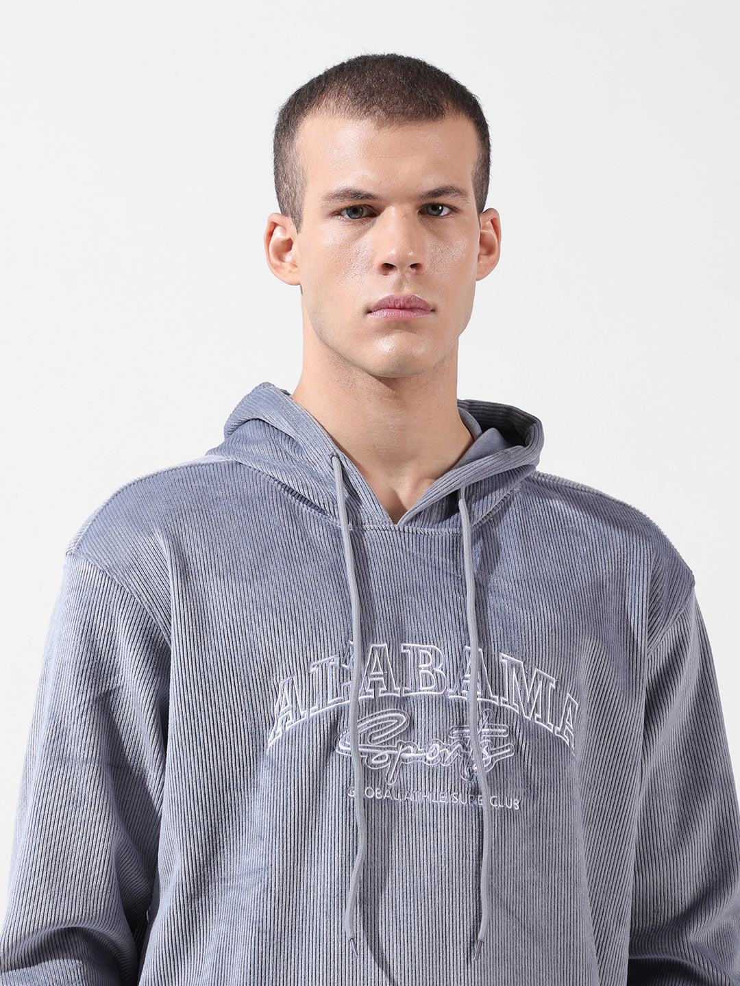 Men's Steel grey Regular Fit Textured Casual Sweat Shirt