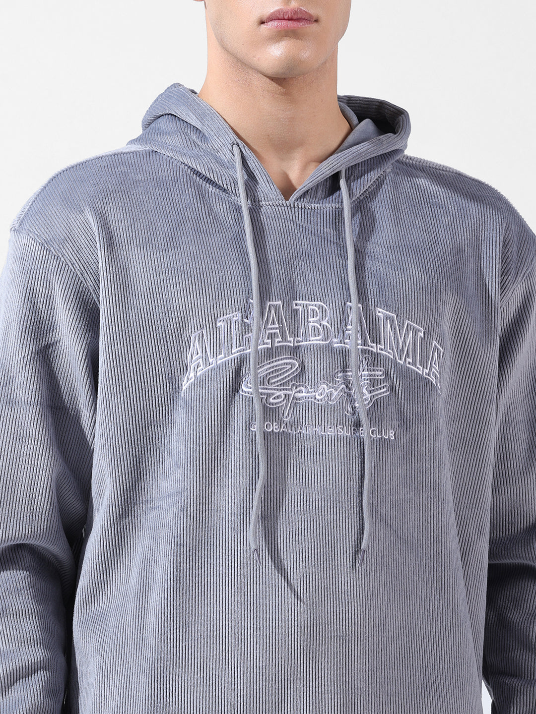 Men's Steel grey Regular Fit Textured Casual Sweat Shirt