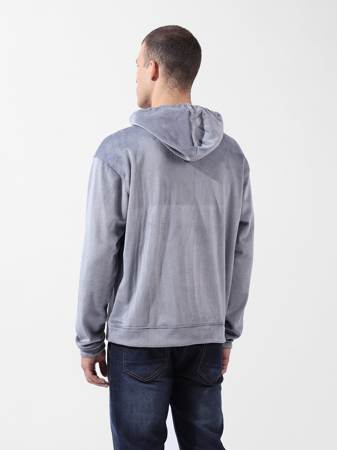 Men's Steel grey Regular Fit Textured Casual Sweat Shirt
