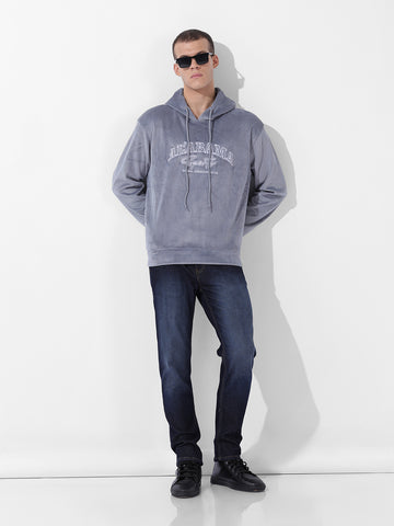 Men's Brown Regular Fit Textured Casual Sweatshirt