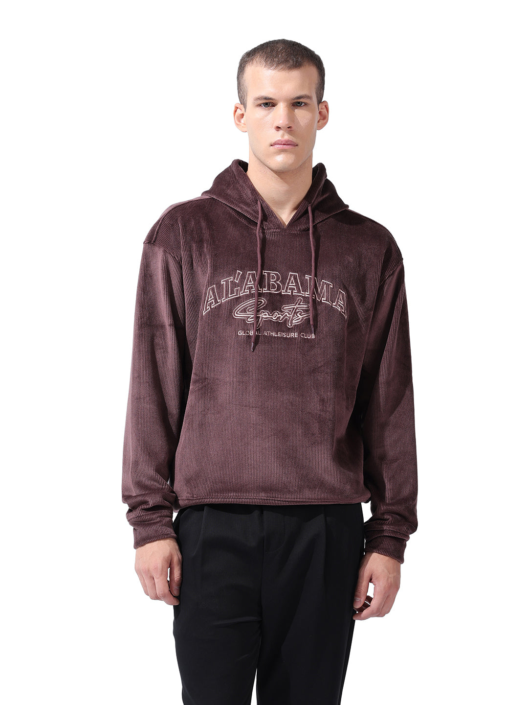 Men's Brown Regular Fit Textured Casual Sweatshirt